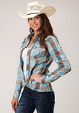 Roper Ladies Long Sleeve Beach Dobby Plaid Shirt