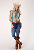 Roper Studio West Women's Watercolor Stripe Long Sleeve Western Shirt