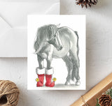 Fable & Sage Horse Christmas Card - Horse in Boots - Boxed set of 10