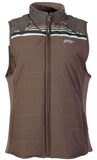 Hooey Youth Packable Vest Brown Body Full Zip with Serape Pattern Toke and Bag