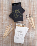 Oversized Horse Head Matches with Gold Foil