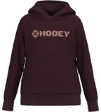 Hooey Youth Lock-Up Maroon Hoody with Pink Hooey Logo Across Chest