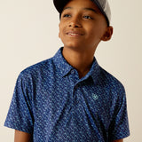 Ariat Boys All Over Printed Short Sleeve Pullover Polo Shirt