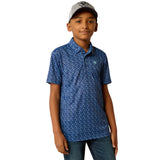 Ariat Boys All Over Printed Short Sleeve Pullover Polo Shirt