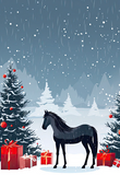 Black Horse Holiday Christmas Card