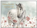 Leanin' Tree Birthday Greeting Card - White Horse Standing in Flowers