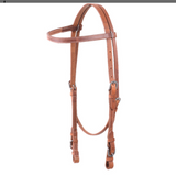 Stitched Harness Browband Headstall with Buckle Ends