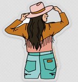 Cowgirl Colorful Clear Matte Sticker