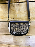 Texas Western Cowhide Cowhide Tooled Leather Small Crossbody