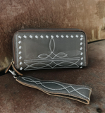 Boot Stitch Leather Wallet Wristlet