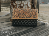 Quilted Leather Purse with Tooled Leather