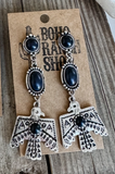 Thunderbird Dangle Western Earrings - Black