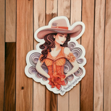 Western Style Fancy Cowgirl Sticker, Western Decal