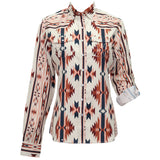 Hooey "Sol" Ladies White with Blue & Pink Aztec Long Sleeve Pearl Snap Shirt