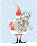 Christmas Card: Santa with Bag Stuffed with Tack Horse Card